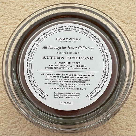 HomeWorx Candle 4 Wick Autumn Pinecone by Slatkin & Co. 18-oz - Picture 5 of 10